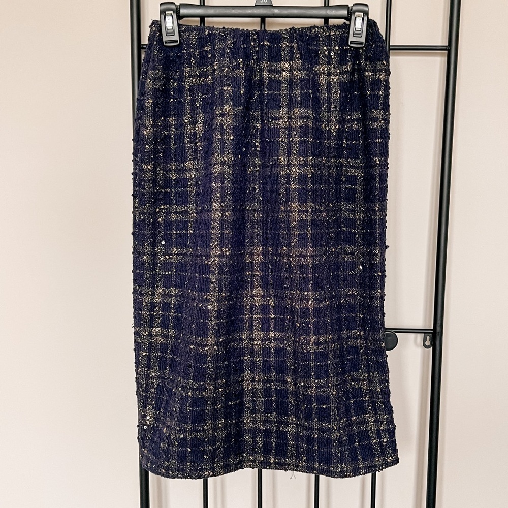 Gorgeous Navy & Gold Sequin Shimmer Skirt Sz L
